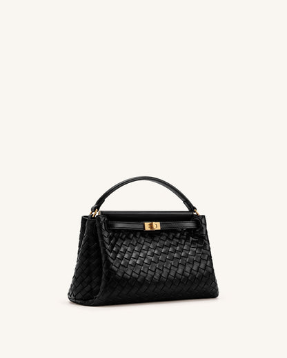 Carmen Woven Top Handle Bag - Charcoal Black | JW PEI