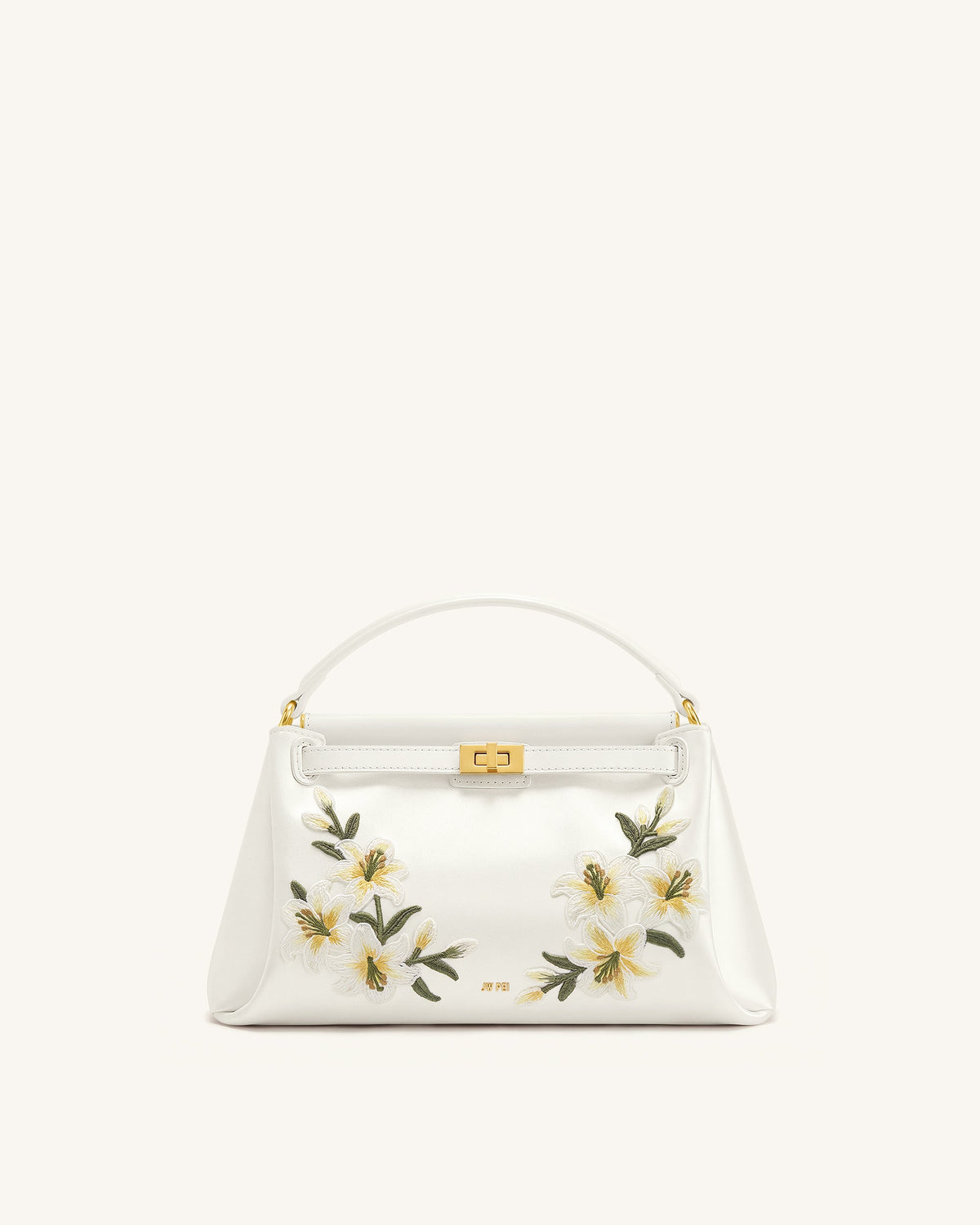 Carmen Lily Embroidery Top Handle Bag - Ivory White | JW PEI
