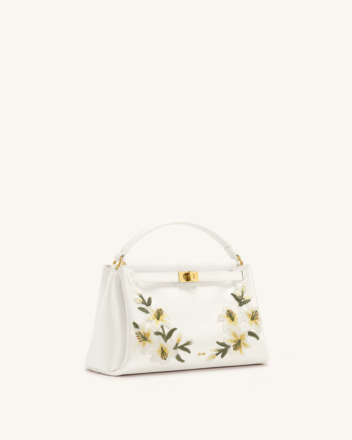 Carmen Lily Embroidery Top Handle Bag - Ivory White | JW PEI