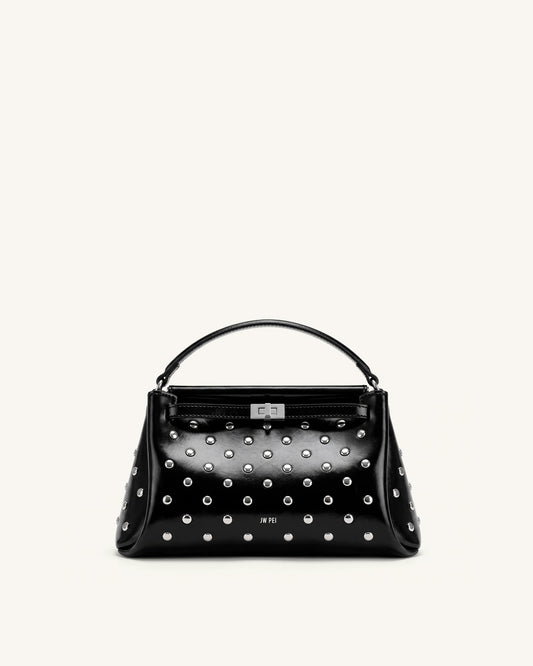 Carmen Studded Top Handle Bag - Ink Black | JW PEI