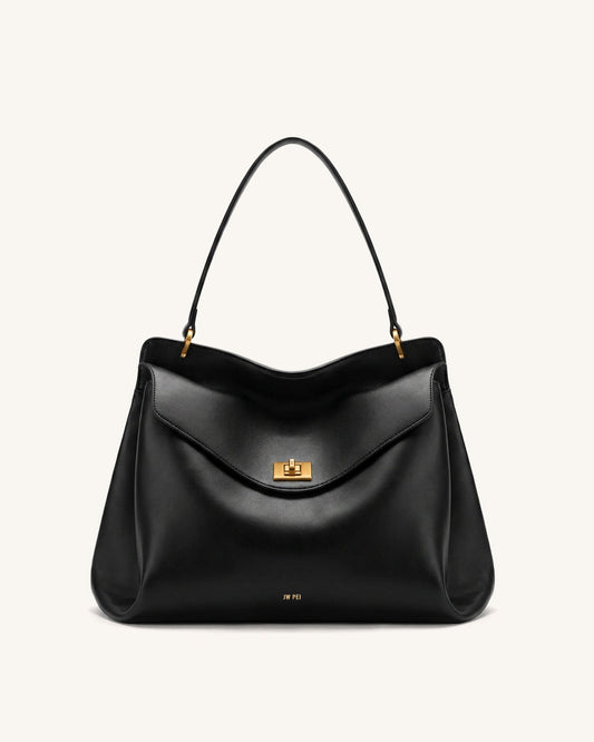 Lucia Turn-Lock Shoulder Bag - Black | JW PEI