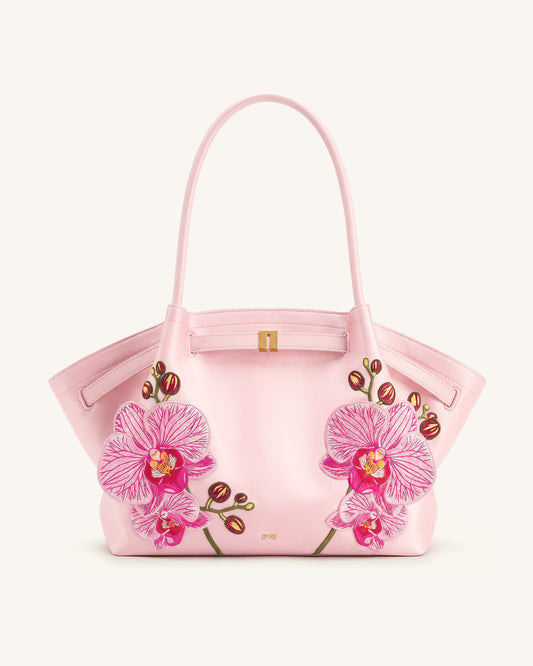 Hana Large Orchid Embroidered Tote Bag - Pink | JW PEI