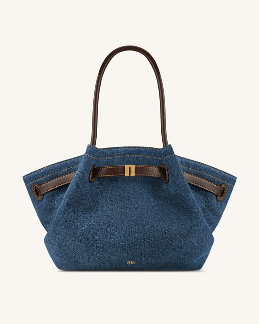 Hana Large Tote Bag - Dark Blue Denim | JW PEI