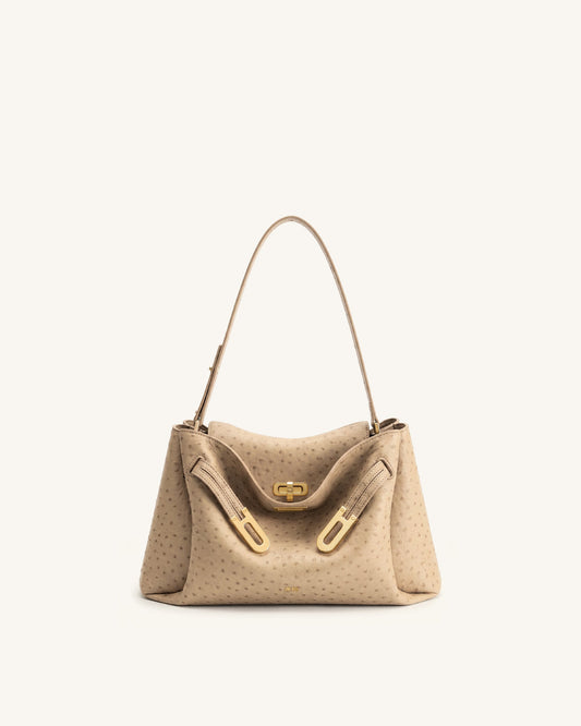 Rhea Double Buckle Shoulder Bag - Camel | JW PEI