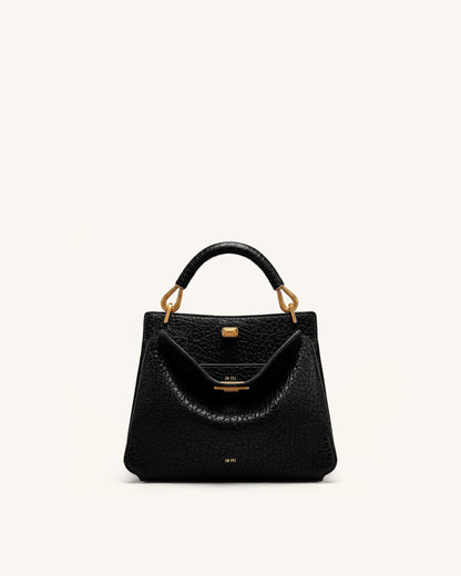 Lucia Elephant-Effect Top Handle Bag - Black | JW PEI