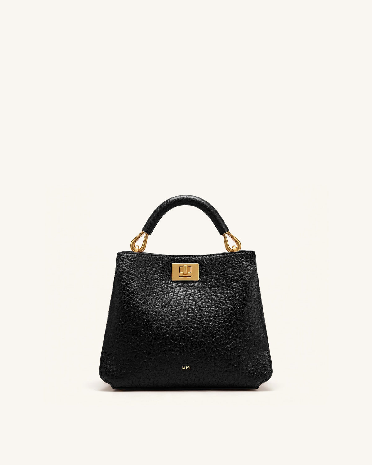 Lucia Elephant-Effect Top Handle Bag - Black | JW PEI