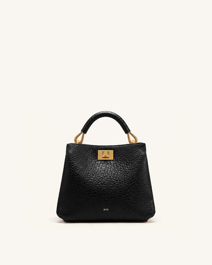 Lucia Elephant-Effect Top Handle Bag - Black | JW PEI