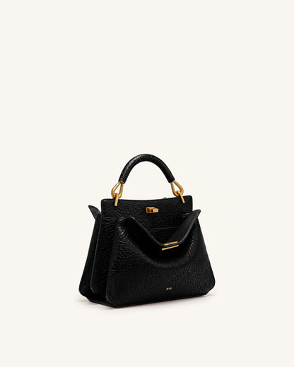 Lucia Elephant-Effect Top Handle Bag - Black | JW PEI