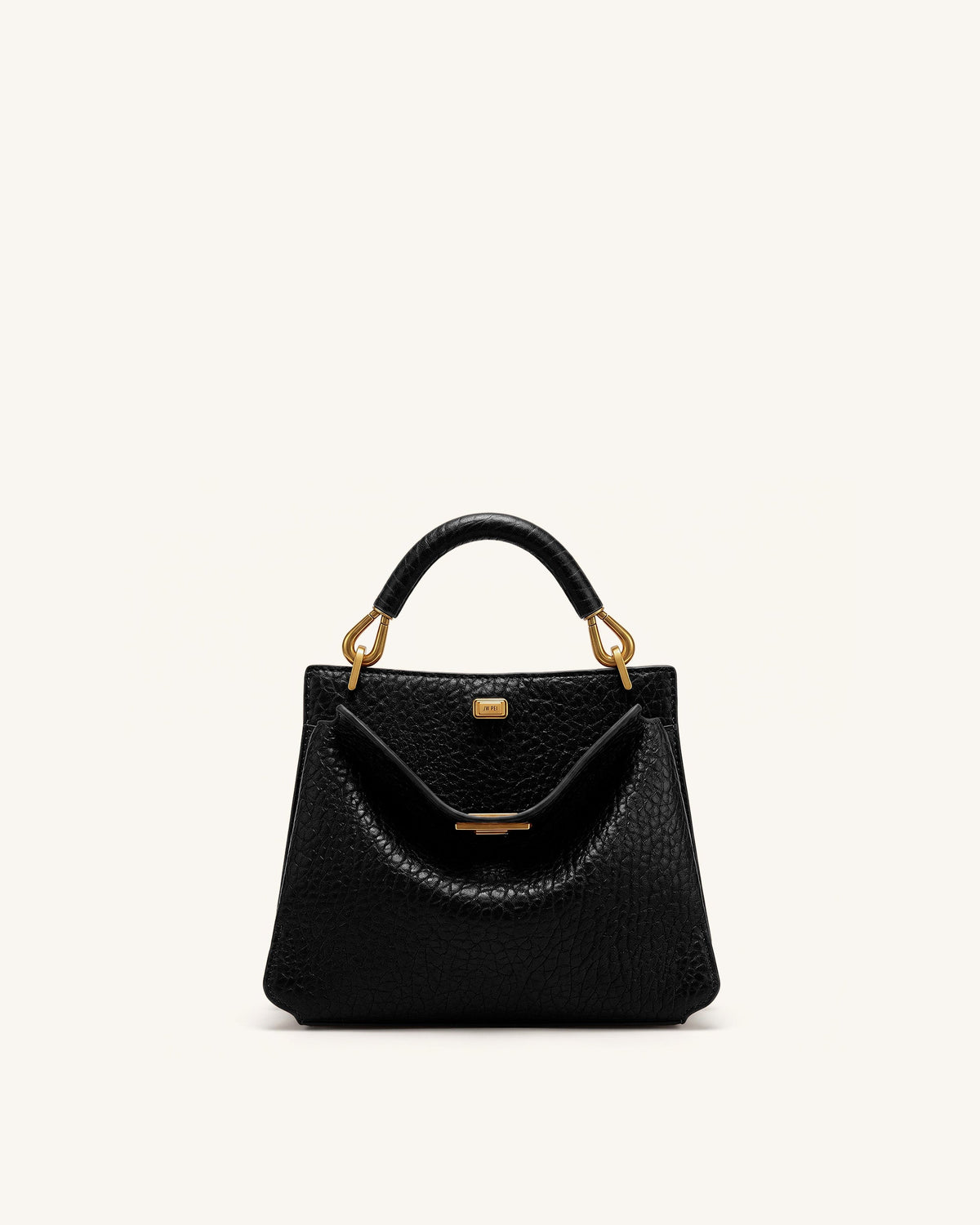 Lucia Elephant-Effect Top Handle Bag - Black | JW PEI