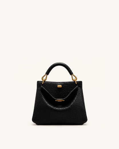 Lucia Elephant-Effect Top Handle Bag - Black | JW PEI