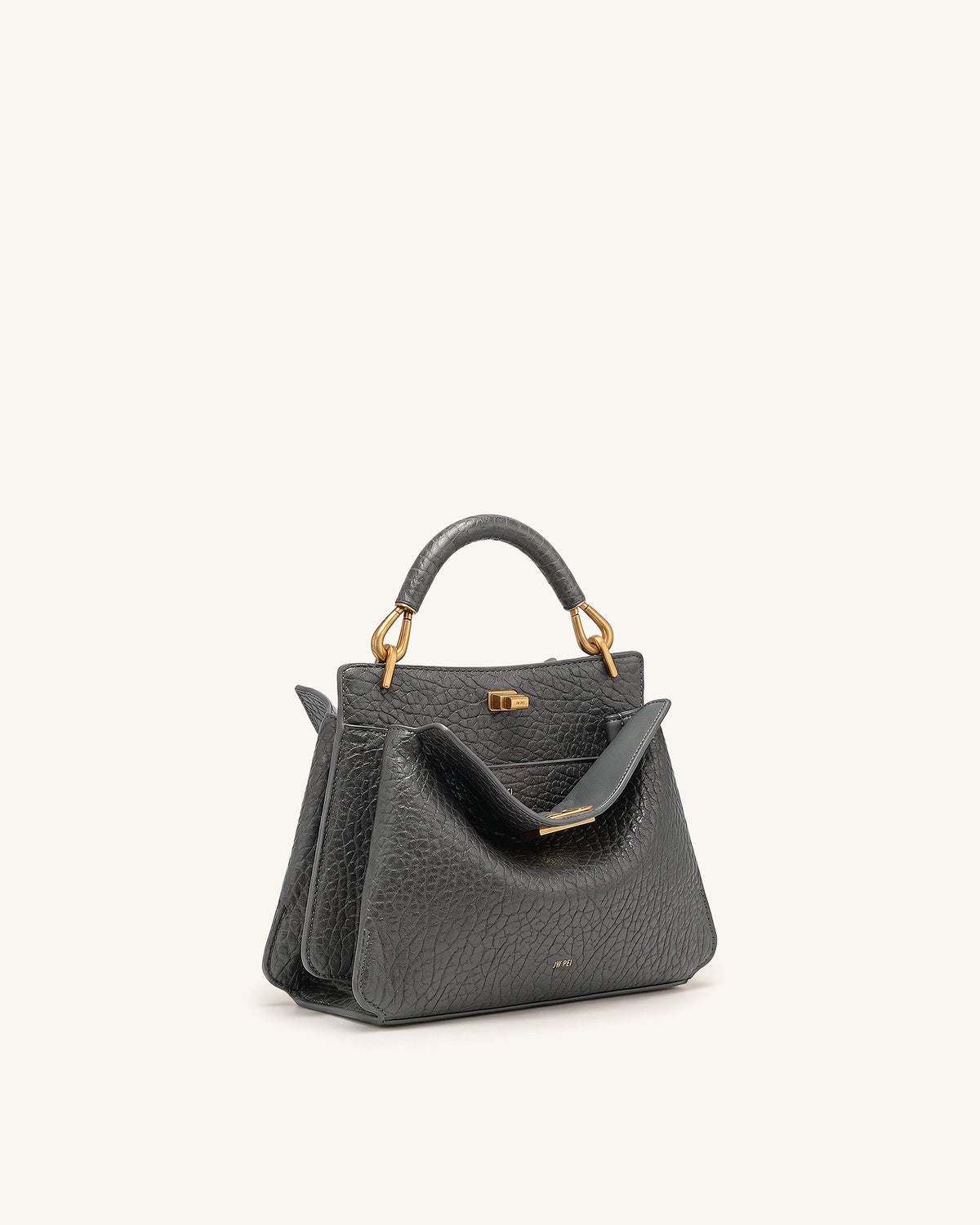 Lucia Elephant-Effect Top Handle Bag - Slate Gray | JW PEI