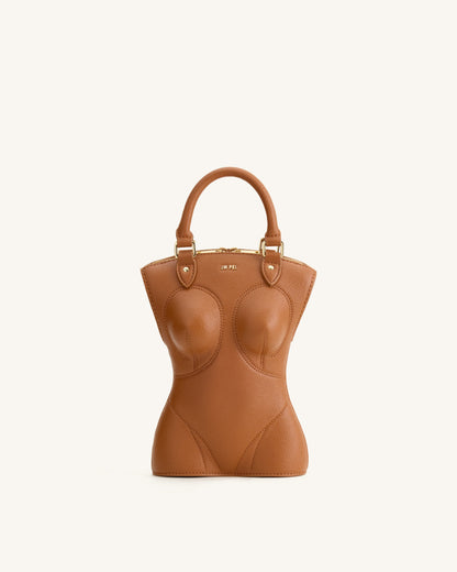 Tara Sculpted Handle Bag - Brown | JW PEI