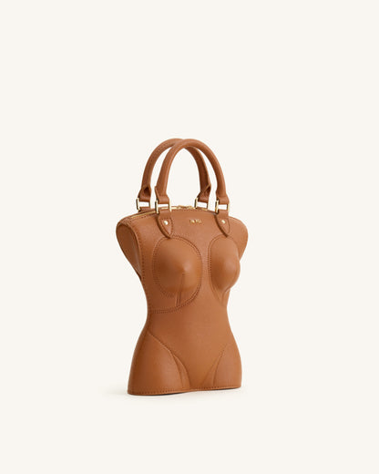 Tara Sculpted Handle Bag - Brown | JW PEI