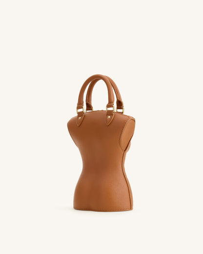 Tara Sculpted Handle Bag - Brown | JW PEI
