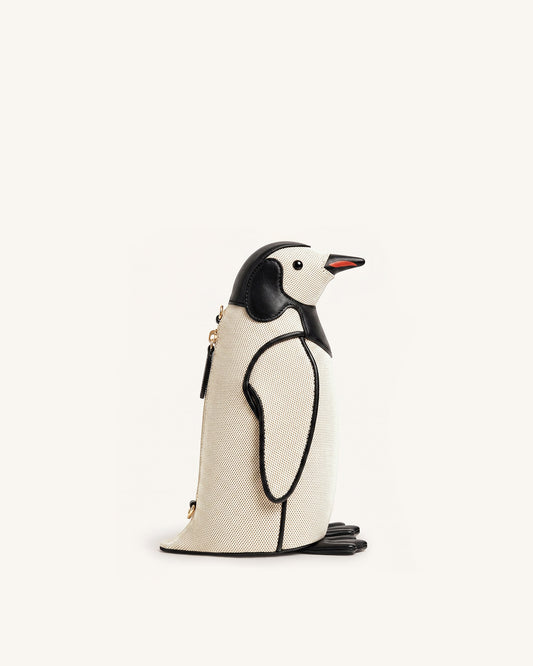 Pia Penguin Crossbody Bag - Black Canvas | JW PEI