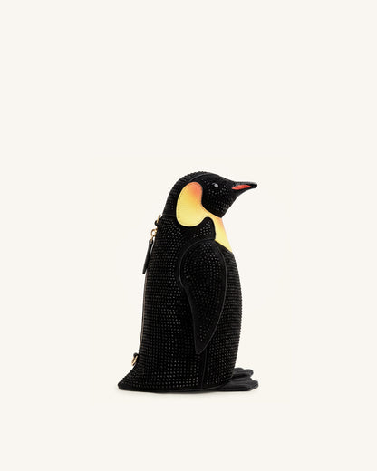 Pia Penguin Artificial Crystal Crossbody Bag - Black | JW PEI