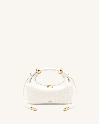Ellie Metal Ring Embellished Top Handle Bag - Off White | JW PEI