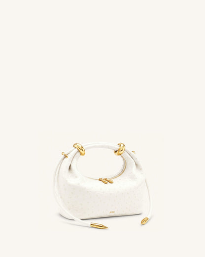 Ellie Metal Ring Embellished Top Handle Bag - Off White | JW PEI