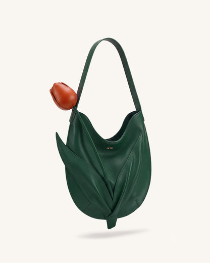 Tulip Shape Shoulder Bag - Forest Green | JW PEI