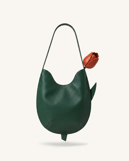 Tulip Shape Shoulder Bag - Forest Green | JW PEI