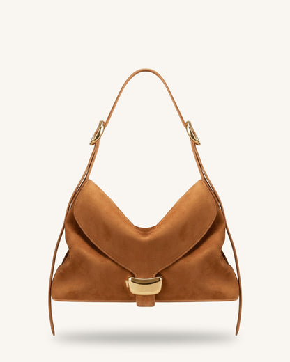 Sienna Faux Suede Hobo Bag - Brown | JW PEI