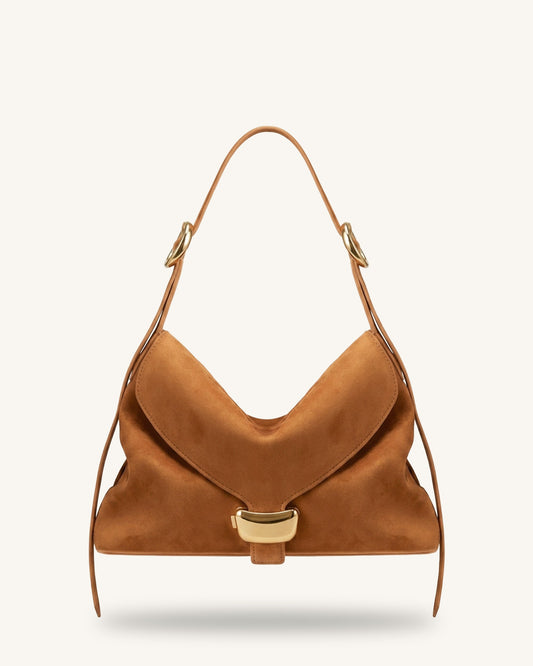Sienna Faux Suede Hobo Bag - Brown | JW PEI