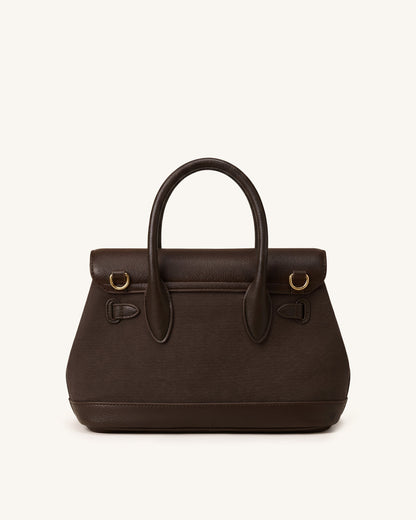 Alina Belted Satchel Bag - Dark Brown Canvas | JW PEI