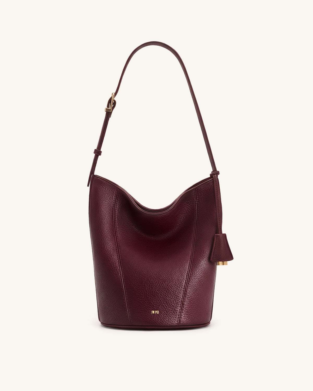 Zora Pebbled Bucket Bag - Deep Burgundy | JW PEI