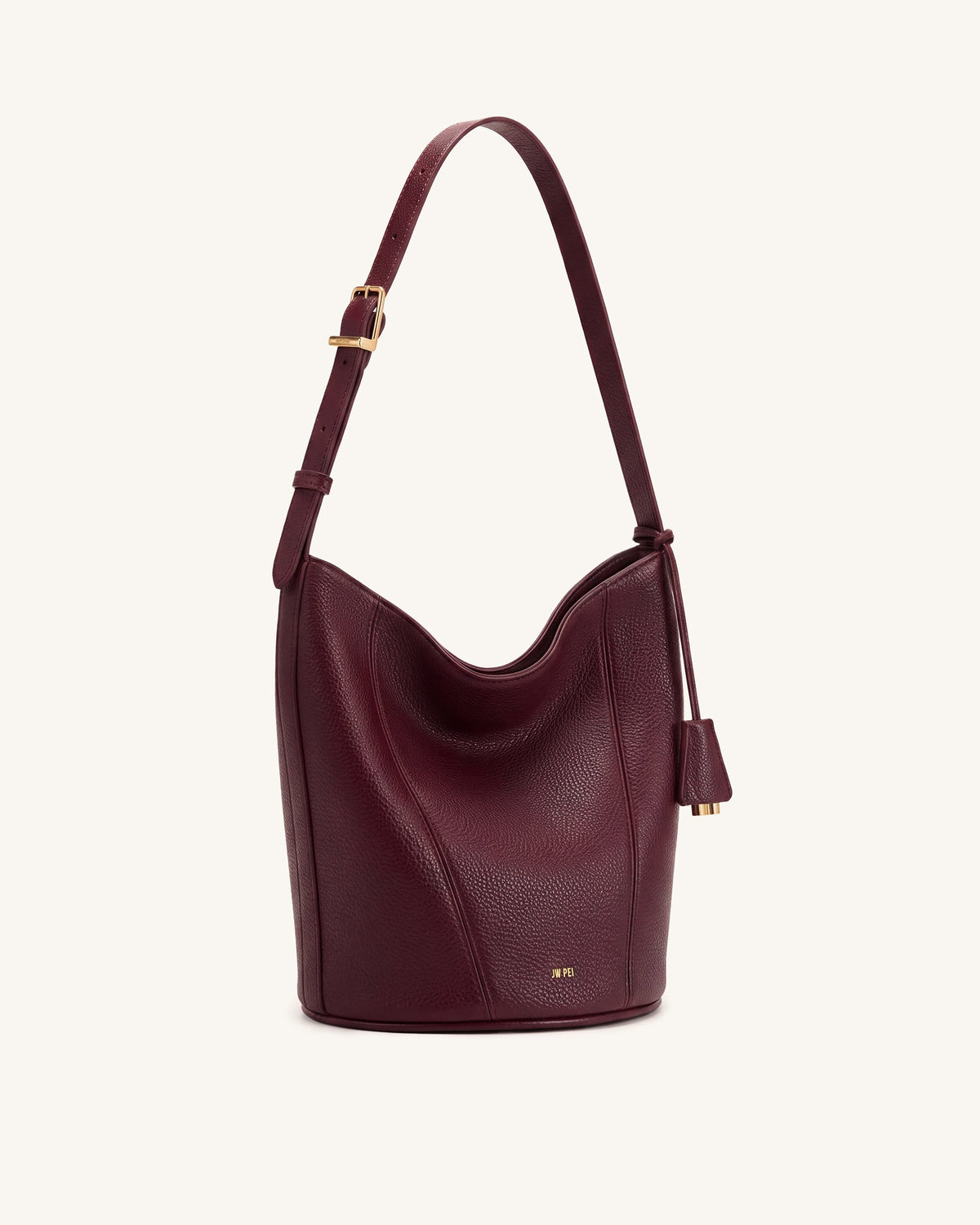 Zora Pebbled Bucket Bag - Deep Burgundy | JW PEI