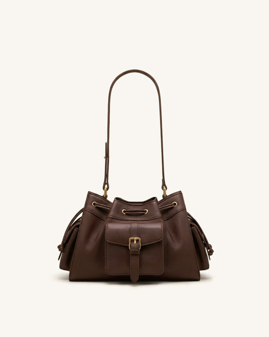 Harper Drawstring Shoulder Bag - Brown | JW PEI