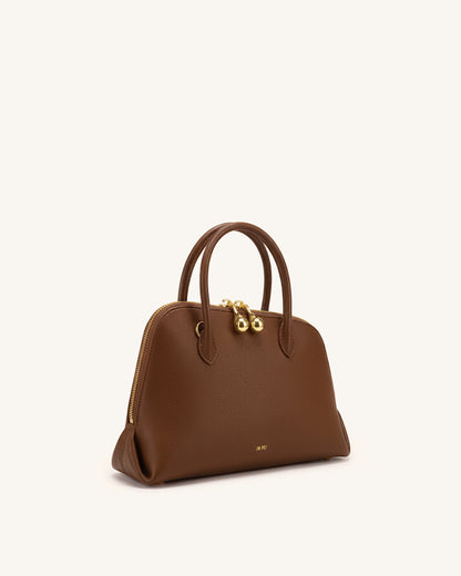 Nerina Pebbled Dome Top Handle Bag - Brown | JW PEI