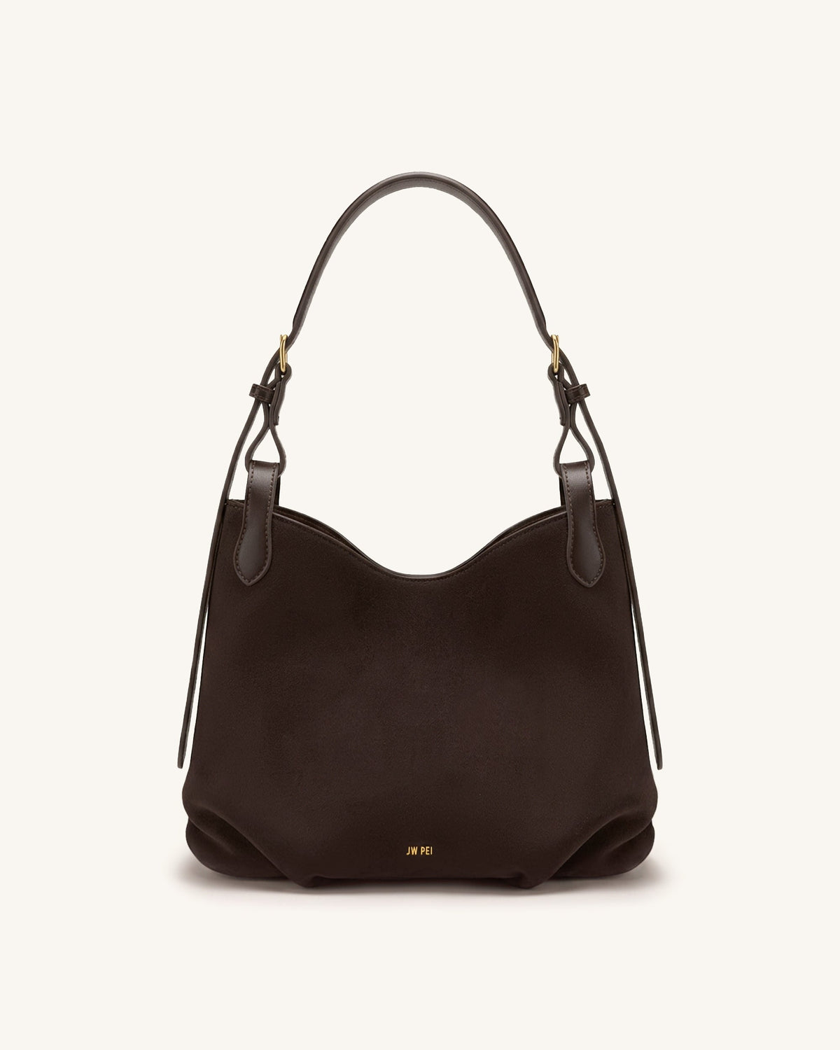 Velora Faux Suede Slouchy Shoulder Bag - Dark Brown | JW PEI