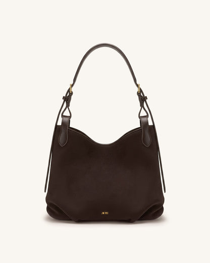 Velora Faux Suede Slouchy Shoulder Bag - Dark Brown | JW PEI