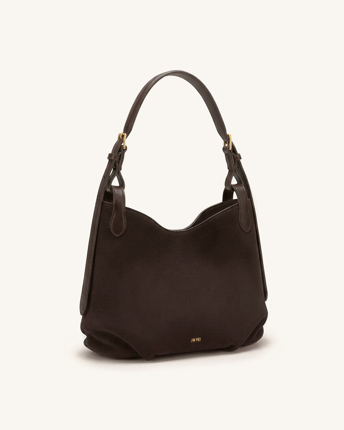 Velora Faux Suede Slouchy Shoulder Bag - Dark Brown | JW PEI
