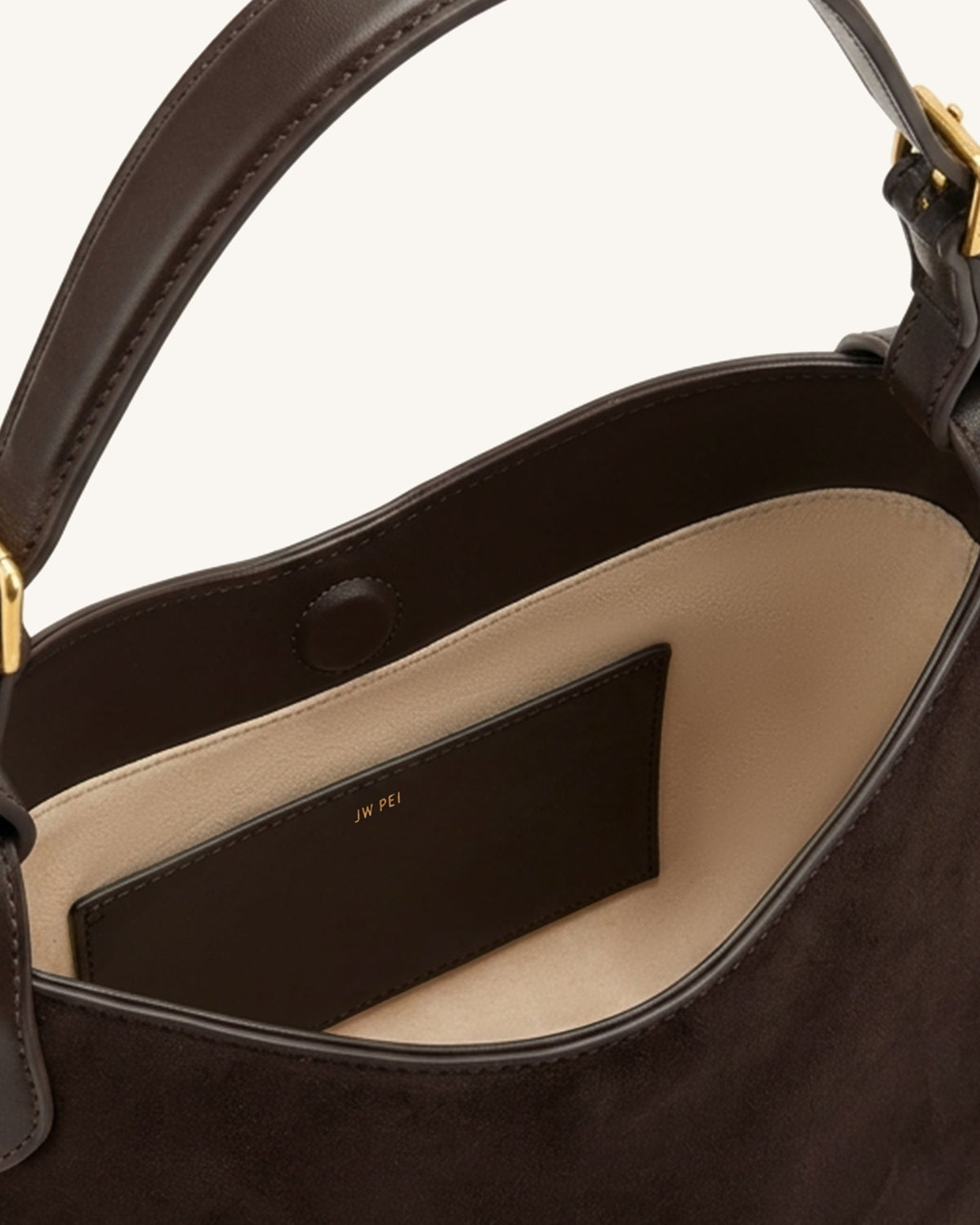 Velora Faux Suede Slouchy Shoulder Bag - Dark Brown | JW PEI
