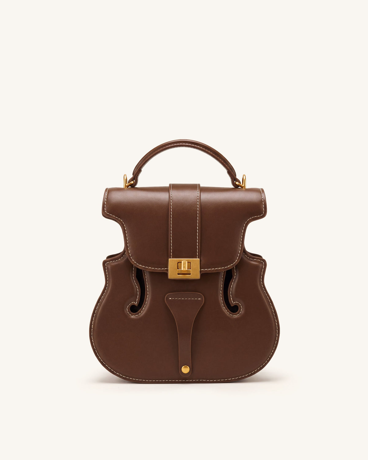 Violin Shape Top Handle Bag - Dark Brown | JW PEI