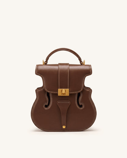 Violin Shape Top Handle Bag - Dark Brown | JW PEI
