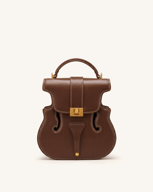 Violin Shape Top Handle Bag - Dark Brown | JW PEI