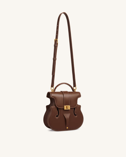Violin Shape Top Handle Bag - Dark Brown | JW PEI