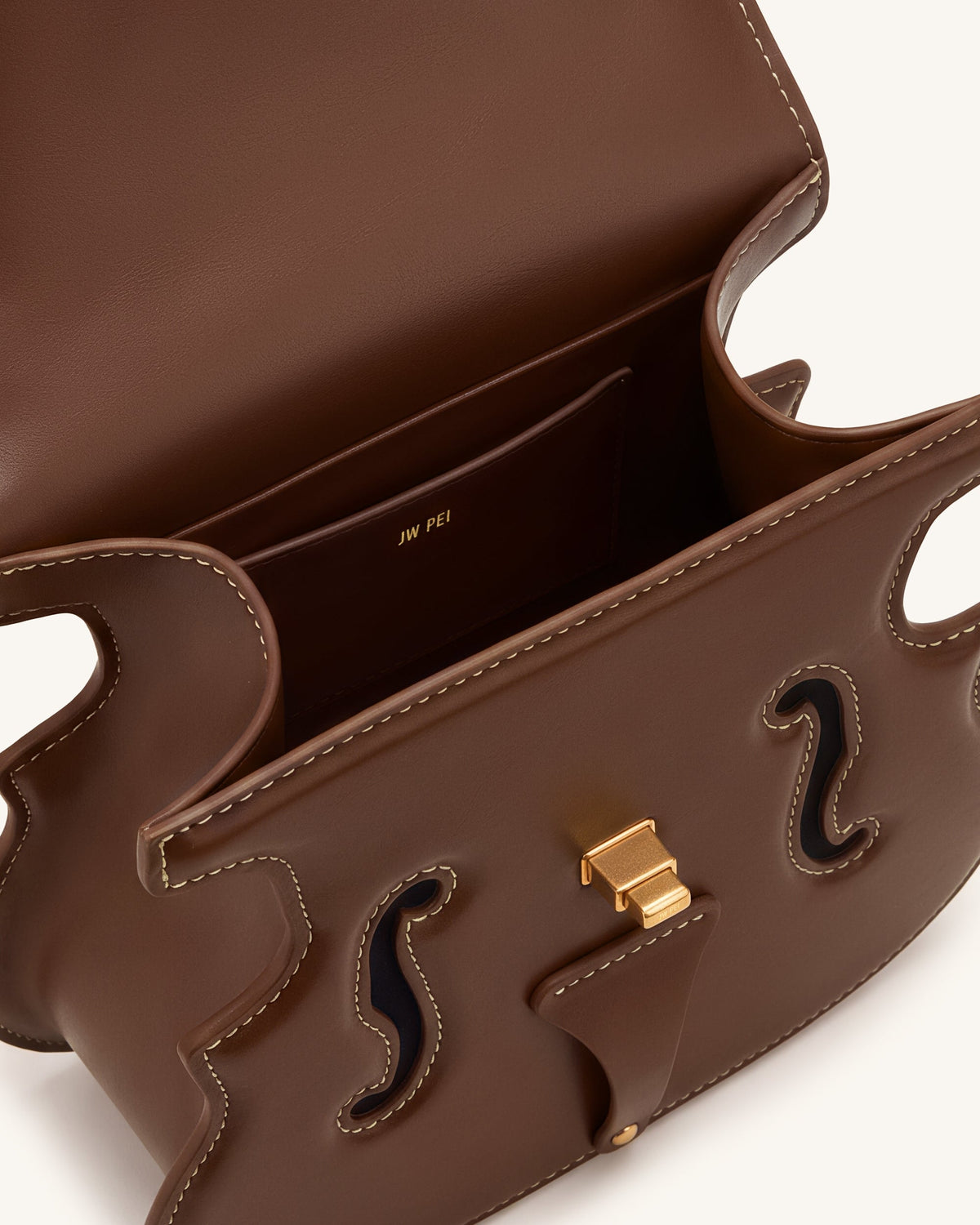 Violin Shape Top Handle Bag - Dark Brown | JW PEI