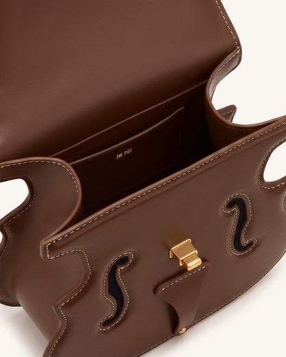 Violin Shape Top Handle Bag - Dark Brown | JW PEI