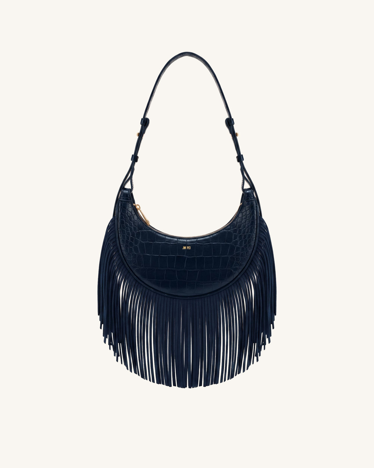 Sharon Fringe Crossbody Bag - Navy Croc | JW PEI