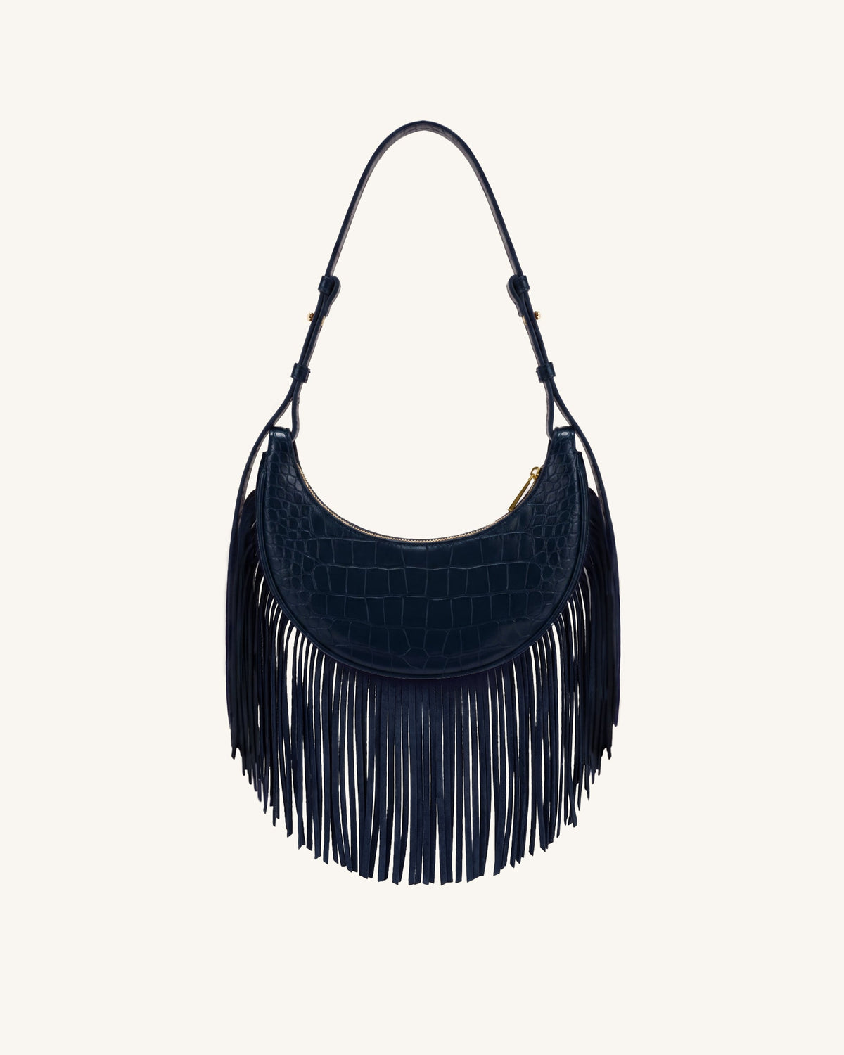 Sharon Fringe Crossbody Bag - Navy Croc | JW PEI