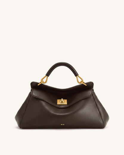 Lucia Elongated Top Handle Bag - Dark Brown | JW PEI