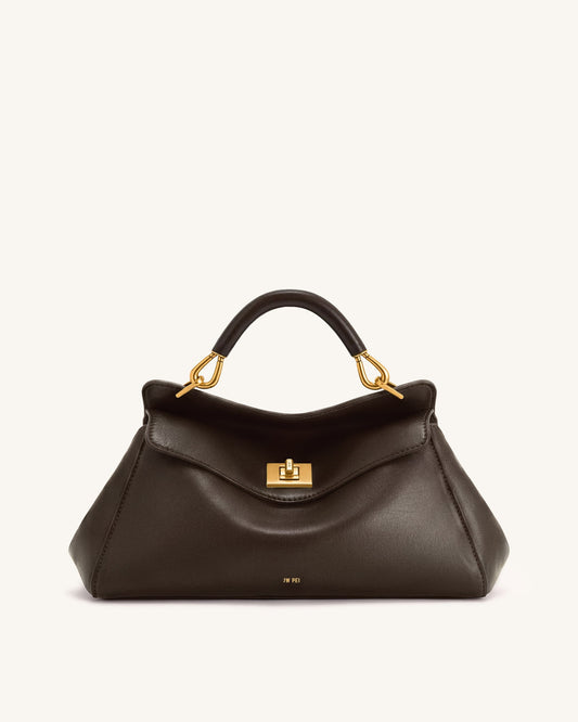 Lucia Elongated Top Handle Bag - Dark Brown | JW PEI