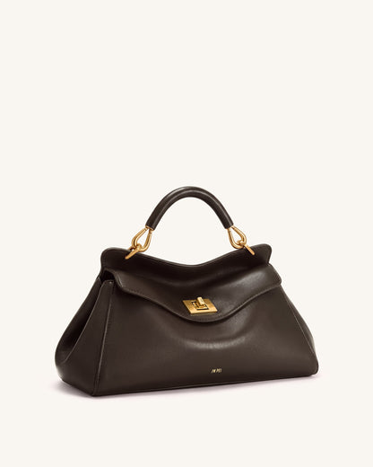 Lucia Elongated Top Handle Bag - Dark Brown | JW PEI