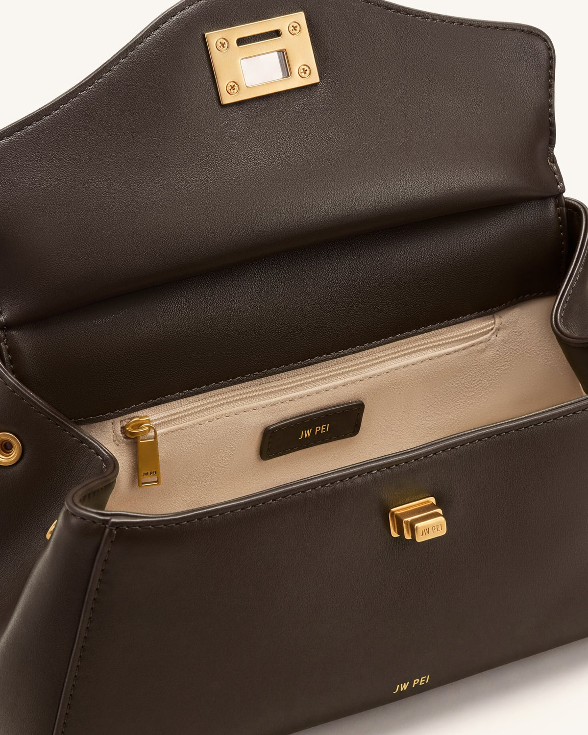 Lucia Elongated Top Handle Bag - Dark Brown | JW PEI