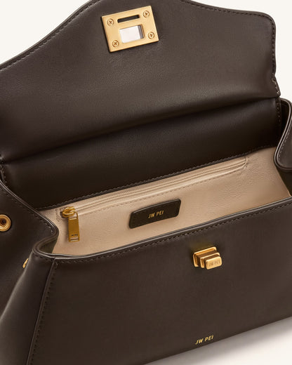Lucia Elongated Top Handle Bag - Dark Brown | JW PEI