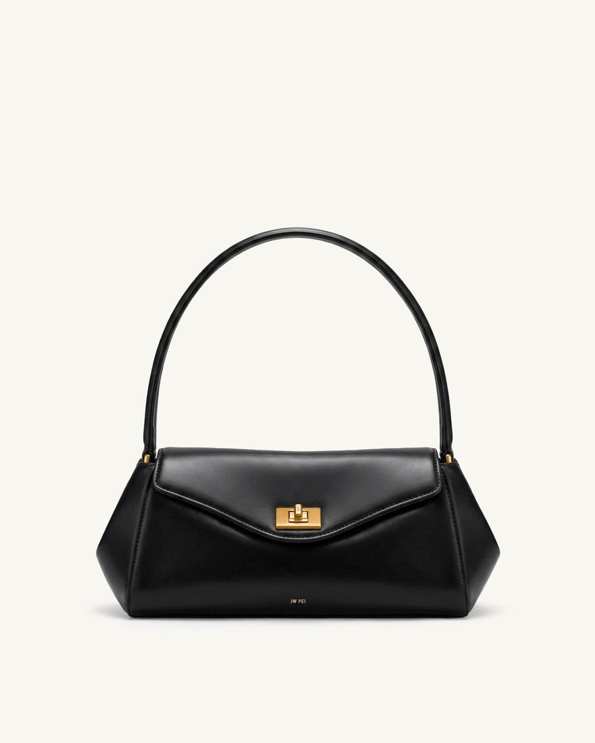 Lucia Turn-Lock Flap Shoulder Bag - Black | JW PEI