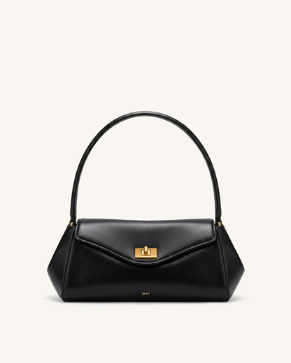 Lucia Turn-Lock Flap Shoulder Bag - Black | JW PEI